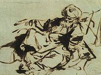 Paşa, mürekkep eskizi. Jean-Honoré Fragonard, 1700'lerin sonları