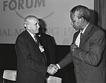 Frederik de Klerk and Nelson Mandela Frederik de Klerk with Nelson Mandela - World Economic Forum Annual Meeting Davos 1992.jpg