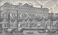 Den såkaldte Frederikskoloni af hjemløse familier på den nedbrændte Christiansborgs Slotsplads efter branden i København 1795.