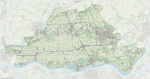 Topografische kaart van de gemeente West Betuwe