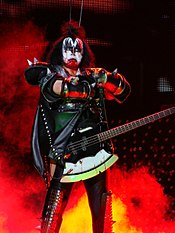 Bassist Gene Simmons is the second main songwriter and vocalist in the band, with writing credits on over 100 songs and singing credits on over 90. Gene Simmons - Azkena Rock Festival 2010 9.jpg