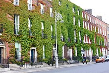 Georgian buildings on Merrion Square. Traditionally, these townhouses were the city homes of the aristocracy during the social season.