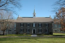 A view of the Administration Building, an exact replica of the original schoolhouse in Germantown Germantown Academy Administration Building.jpg