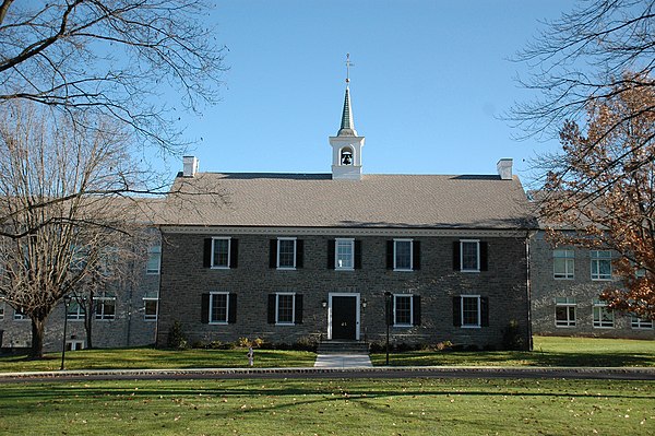 A view of the Administration Building, an exact replica of the original schoolhouse in Germantown