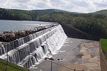 The Gilboa Dam, at the northern end of the Schoharie Reservoir