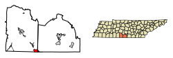Giles County Tennessee Incorporated and Unincorporated areas Ardmore Highlighted 4701640.svg