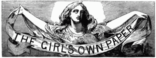 1886 masthead illustration, based on the sculpture The Spirit of Love and Truth by Joseph Edwards (1814-1882) Girl's Own Paper masthead.png