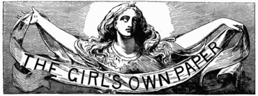 Schwarzweiss-Zeichnung einer Frau, die ein Banner mit dem Namen der Zeitschrift hält