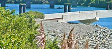 Rebuilt Cobden rail bridge in 2010 from Greymouth bank Grey River Cobden rail bridge in 2010.jpg