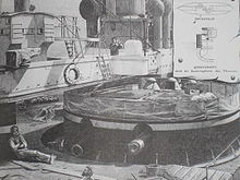 Drawing depicting one of the gun turrets HMS Inflexible Geschutzturm.JPG