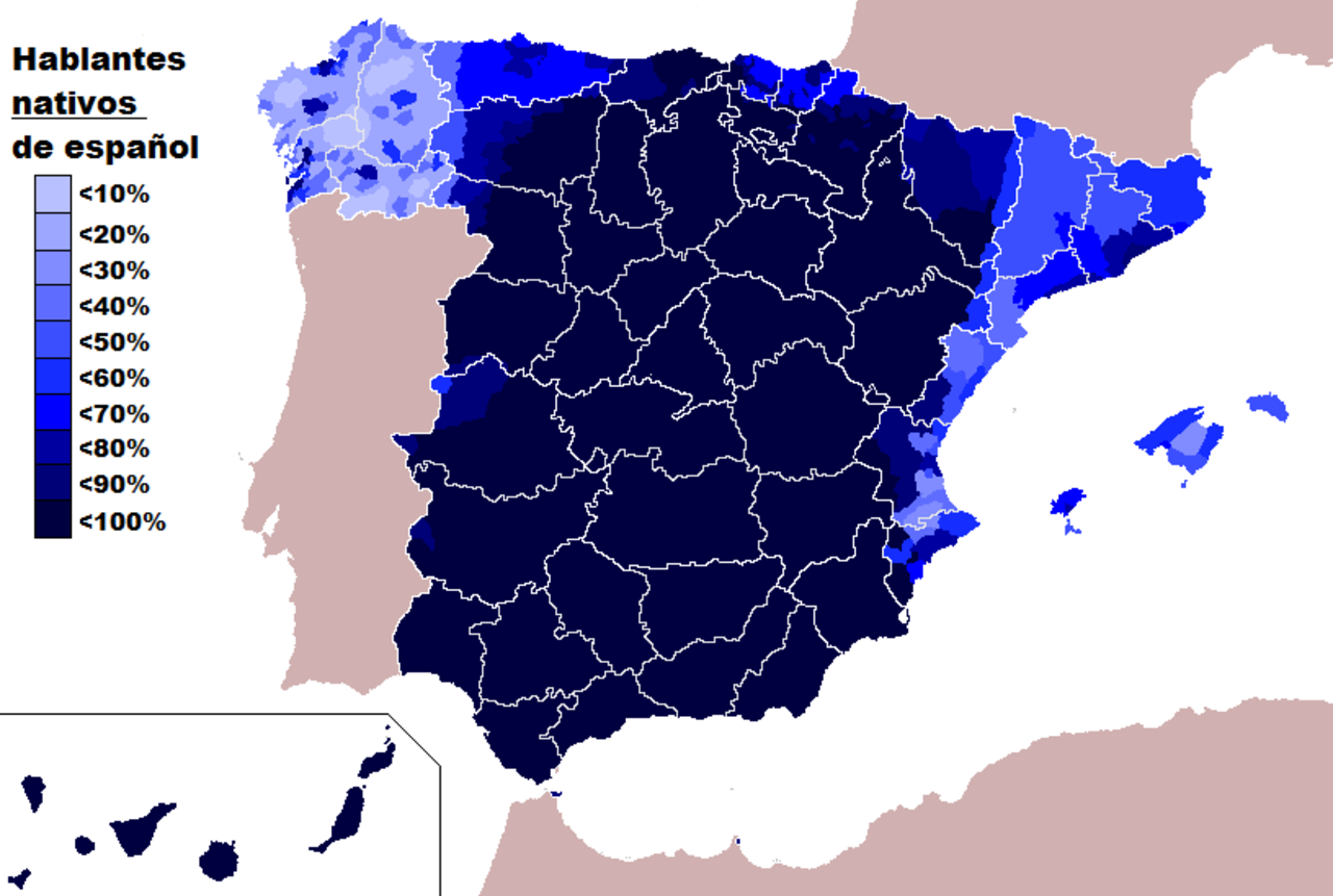 Карта языков испании