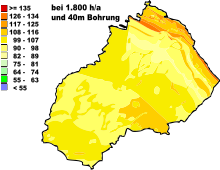 Geothermische Karte von HalleAngaben in kWh/(m·a)