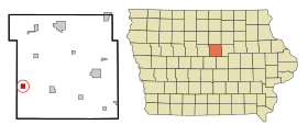 Hardin County Iowa Incorporated and Unincorporated areas Radcliffe Highlighted.svg