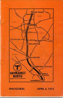 Flier from the inaugural run of the first section in April 1975 Haymarket North Extension flier April 4 1975.jpg