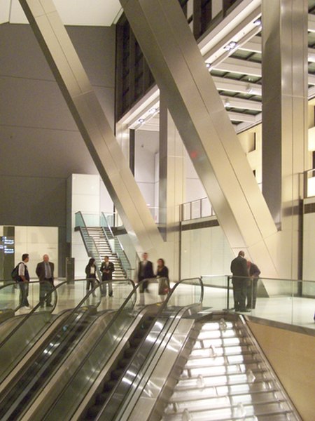 Interior of the lobby as seen from Cafe 57, the Hearst Tower cafeteria