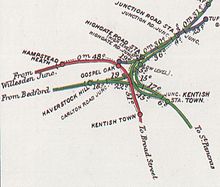 Railway lines around Junction Road station in 1914