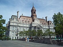 Completed in 1878, Montreal City Hall is the seat of local government. Hotel de ville de Montreal 03.jpg