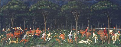 Paolo Uccello, Caccia notturna (The Hunt in the Forest), c. 1475
