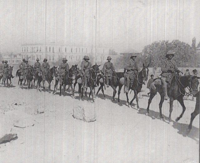 Gloucester Yeomanry march through Damascus on 2 October 1918