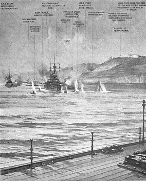 Illustration of ships firing their weapons