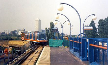 The original Island Gardens DLR station at the end of a viaduct