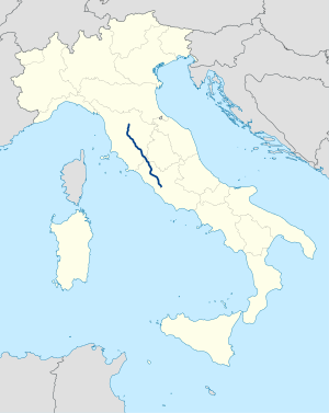 Rota da estrada em um mapa da Itália