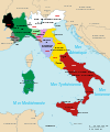 Carte de 1815-1859 Le découpage de l'Italie après le congrès de Vienne de 1815.