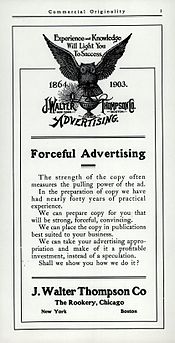 J. Walter Thompson Co. advertisement, 1903 J. Walter Thompson Advertisement 1903.JPG
