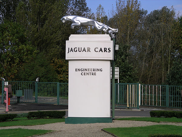 The leaping jaguar mascot outside the car company's head office south of Coventry