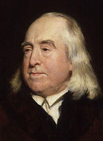 Jeremy Bentham, philosopher who advocated for the establishment of preventive police forces and influenced the reforms of Sir Robert Peel. Jeremy Bentham by Henry William Pickersgill detail.jpg
