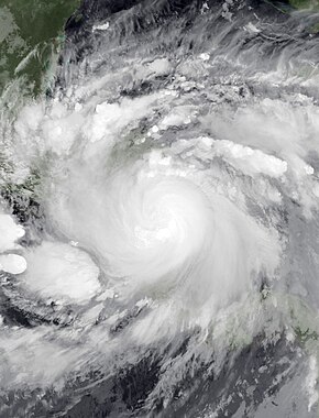 An Infared image of Hurricane Julia making landfall in Nicaragua on October 9, 2022.