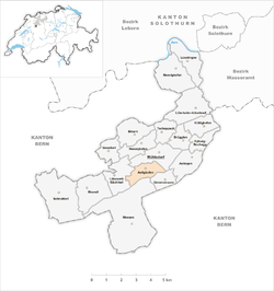 Harta e komunës Aetigkofen në distriktin Bucheggberg