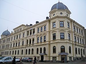 Slottet (1886) i hörnet Åsbogatan-Sparregatan var Kellmans första större projekt i Borås. Ett exklusivt bostadshus i historicistisk nyrenässansanda.