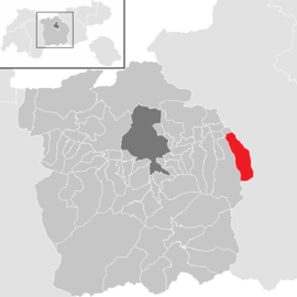 Poloha obce Kolsassberg v okrese Innsbruck-vidiek (klikacia mapa)