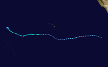 Storm path of Hurricane Li, including the time it spent west of the International Date Line from August 12 to August 18 Li 1994 track.png