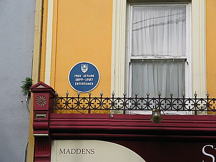 Plaque honoring Astaire in Lismore, Waterford, Ireland