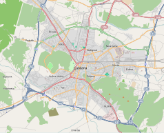 Mapa konturowa Lublany, w centrum znajduje się punkt z opisem „Lublana”