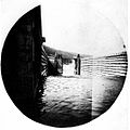 Completed lock at Canal Flats, ca 1889. The timber shown was cut from local ponderosa pine.