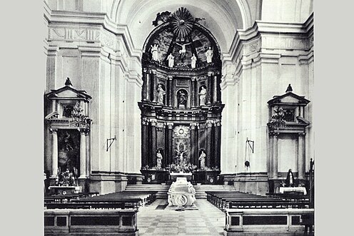 Fotografia antiga dels tres Retaules, abans de restituir el "Baptisme de Crist" al Retaule lateral dret.