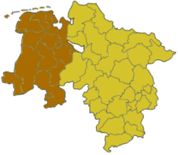 Karte von Niedersachsen mit Weser-Ems