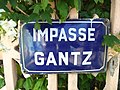 Plaque de l'impasse Gantz, en mai 2019.