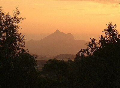 Wollumbin is the mountain range to the north of Mt Warning, his face and form can be seen in the ranges profile, when viewed from the north, near Chinderah