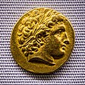 Macedonia - king Philippos II - 345-336 BC - gold stater - laureate head of Apollon - charioteer driving biga - München SMS