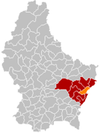 Location of Grevenmacher in the Grand Duchy of Luxembourg