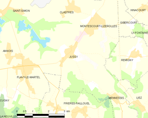 Poziția localității Jussy. Aisne