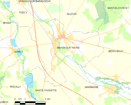 Mapa obce Mehun-sur-Yèvre