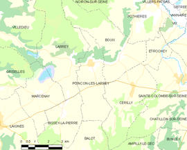 Mapa obce Poinçon-lès-Larrey