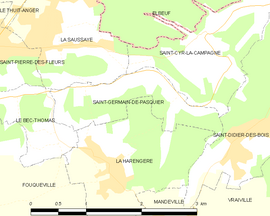 Mapa obce Saint-Germain-de-Pasquier