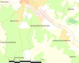 Mapa obce Savonnières-devant-Bar