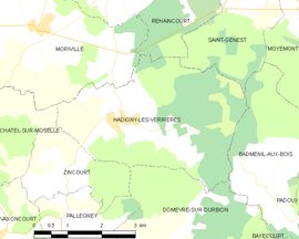 Mapa obce Hadigny-les-Verrières